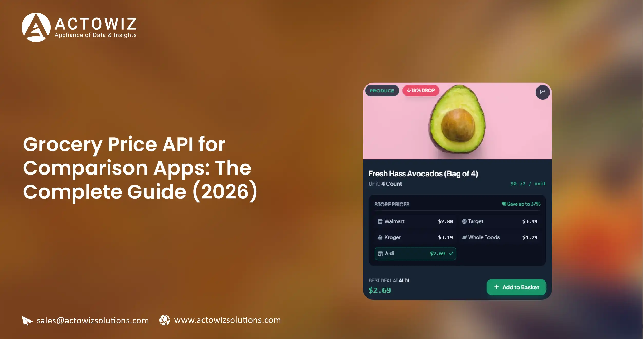 Grocery price API for comparison apps showing store-level prices across US retailers